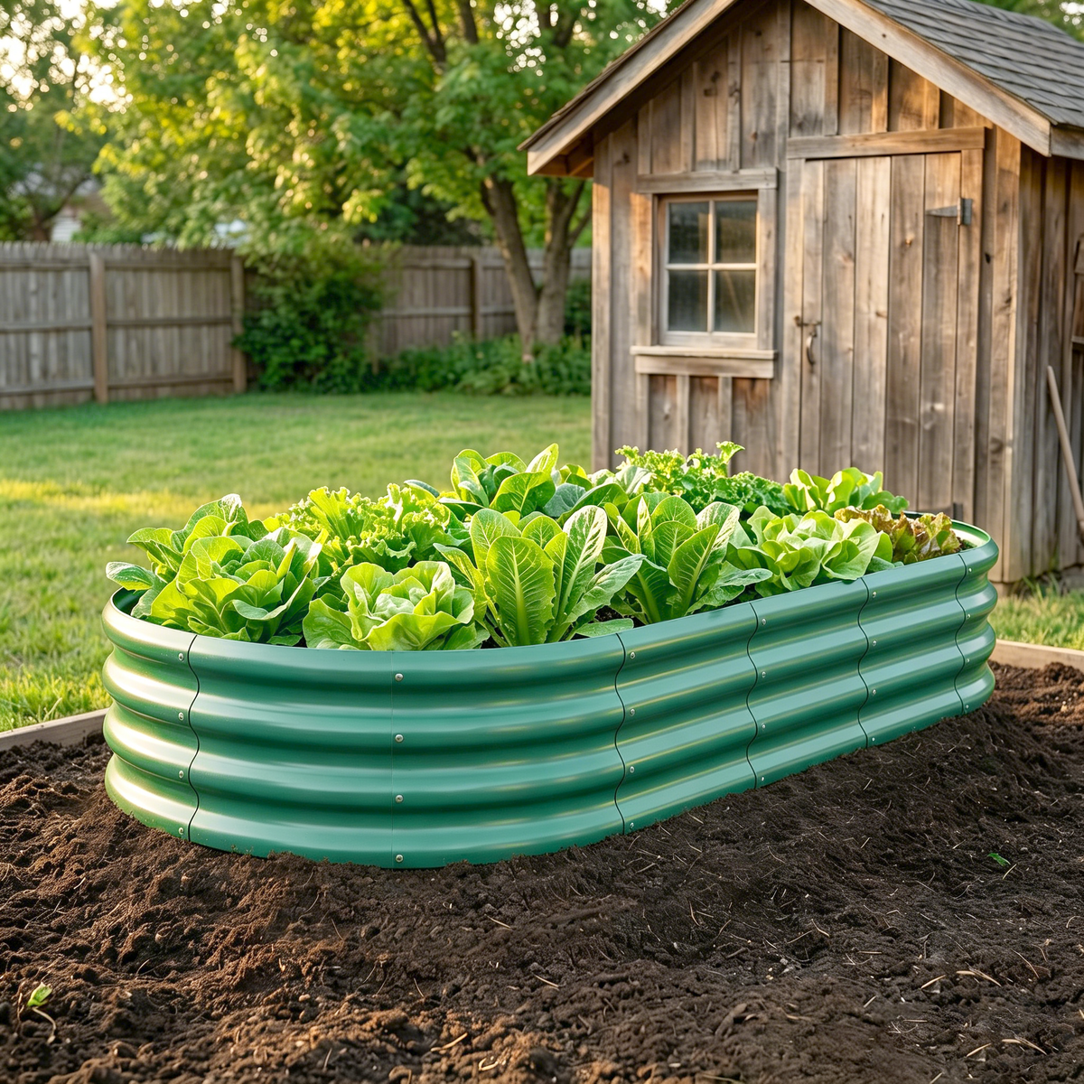 Galvanized Raised Garden Bed 6x3x1ft - Heavy Duty Metal Planter Box for Vegetables, Herbs & Flowers, Rust-Proof Outdoor Garden Bed with Large Capacity, Green, 1PCS