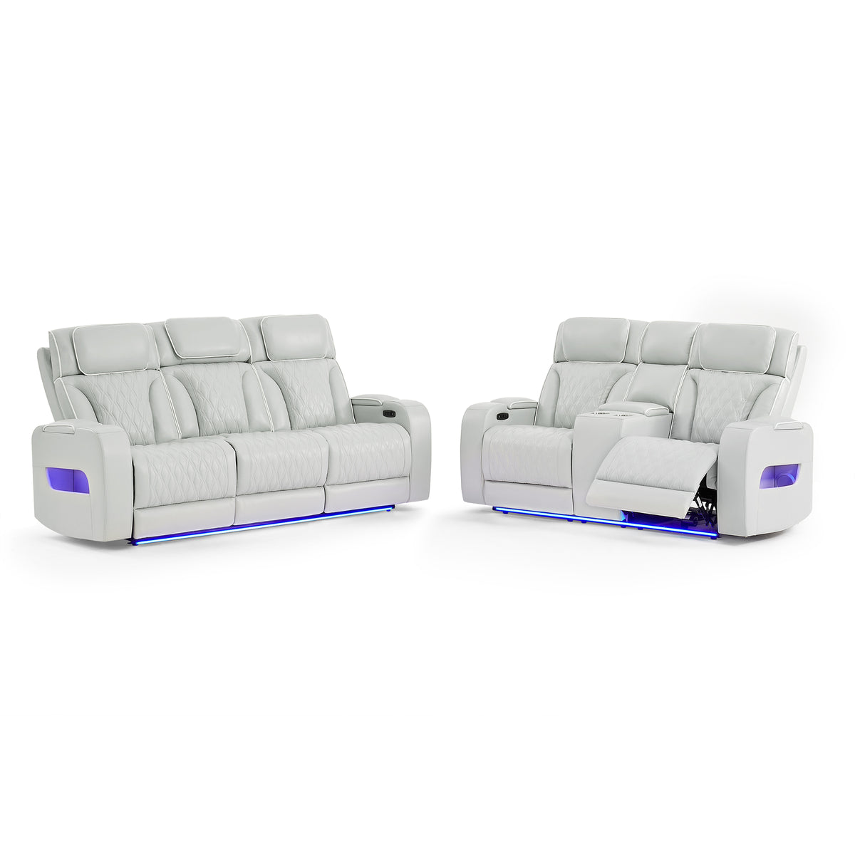 JULIAN SILVER PWR CON REC LOVESEAT WITH PHR, LED & SPEAKER