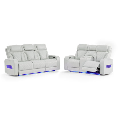 JULIAN SILVER PWR CON REC LOVESEAT WITH PHR, LED & SPEAKER