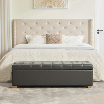 60.2'' Wide Chenille Upholstered Storage End of Bed Bench, Tufted Flip-Top Accent Window Bench Footrest Stool Ottoman with Legs for Living Room, Bedroom, Entryway, Dining Room, Dorm, Corner, Gray