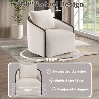 Lenora Beige Chenille Accent Chair w/Swivel