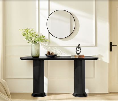 62.99 inch Modern Design Console Table with Roman-style Legs,MDF Entryway Table with Wood Venner for Living Room,Hallway