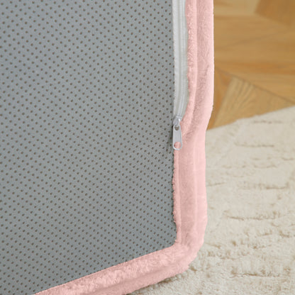 49" Chaise Lounge Indoor, Oversized Chaise Lounge Chair with 3 Comfy Pillows for Living Room Bedroom, Wide Arms Corduroy Fabric High-Density Foam No Assembly Required (Pink)