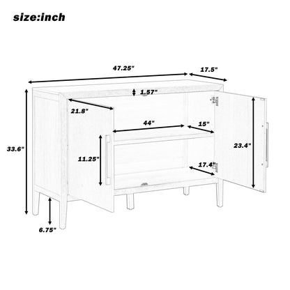 U_STYLE 47.25-Inch Farmhouse Sideboard with Pine Veneer and 2 Doors, Retro Buffet with Adjustable Feet – Model N711P410389D
