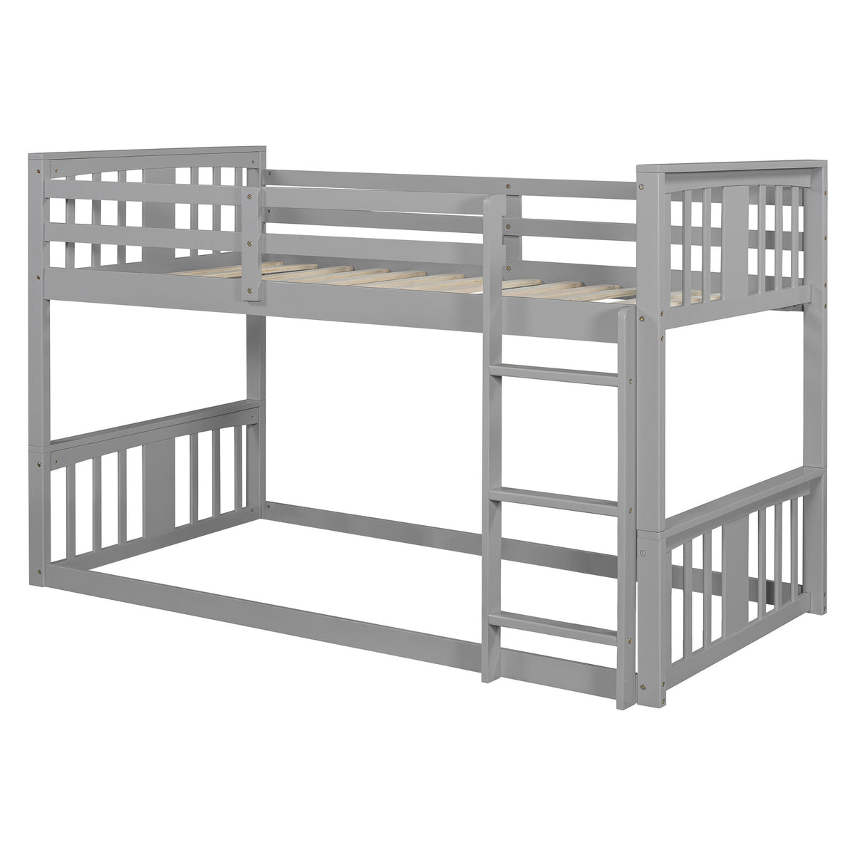 Twin Over Twin Bunk Bed with Ladder, Gray (Old SKU:N708P242163E)