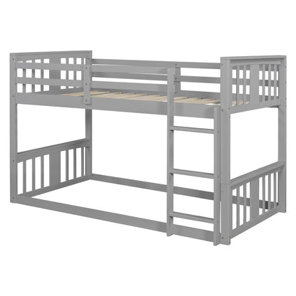 Twin Over Twin Bunk Bed with Ladder, Gray (Old SKU:N708P242163E)