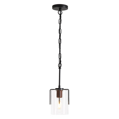 Modern Farmhouse Industrial Pendant Light with Clear Glass Shade, Adjustable Metal Pendant Lighting for Kitchen Island Dining Room Entryway