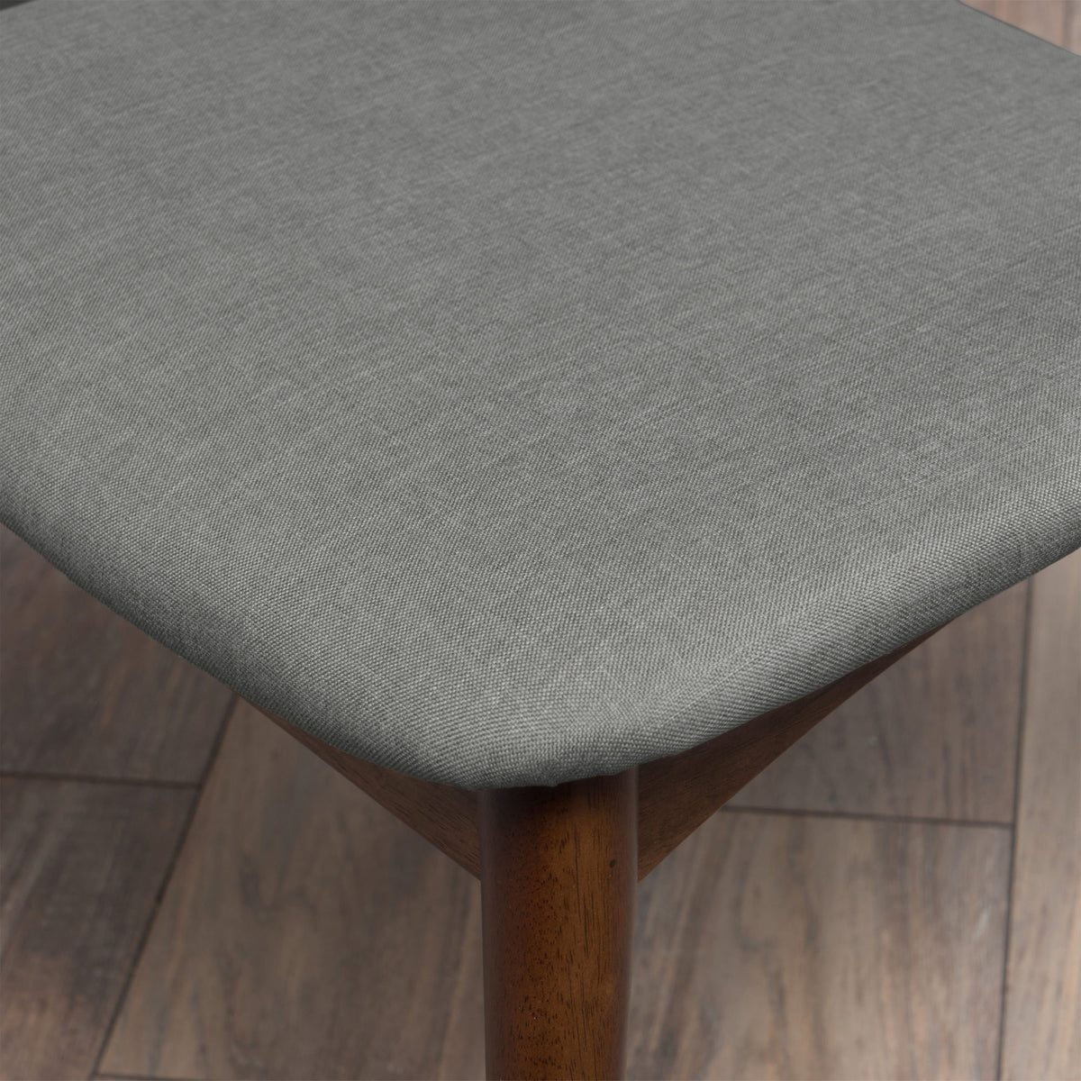 Set of 2 Retro Rubberwood Dining Chairs with Ergonomic Back & Plush Cushions in Walnut and Light Gray, Solid Rubberwood Frame with TSCA-Certified Foam Seats