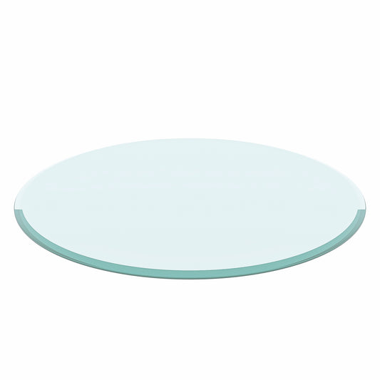 36" Inch Round Tempered Glass Table Top Clear Glass 1/2" Inch Thick Beveled Polished Edge (Old Sku:W126560362)