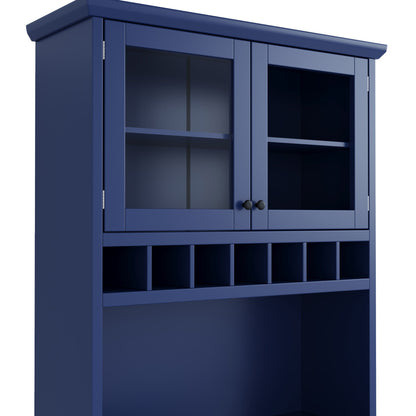 [Assembly Video Provided] TOPMAX Farmhouse 35.4x17.7x74.8inch Freestanding Buffet with Hutch – Blue