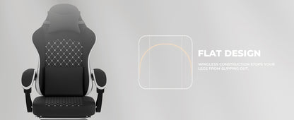 Gaming Chair with Massage,Ergonomic PC Gaming Chair Computer Chairs with Footrest Comfortable Headrest and Lumbar Support, High Back BLACKWHITE