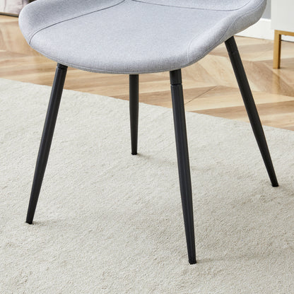 Comfortable Linen-Cotton Dining Chair Set - Four Pieces in Light Gray.Integrated Seat and Backrest, Linen-Cotton Material