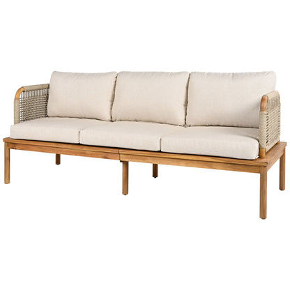 Outdoor 5-piece Acacia Wood and Rope Patio Sofa Set