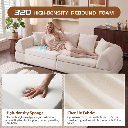 Cloud Modular Sectional Sofa - Shape Boneless Couch & Deep Fluffy Seat, No Assembly Required for Living Room Bedroom