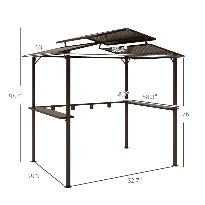 Outdoor Pergola Canopy, Pool BBQ Cooking Pergola Canopy, Hardtop Grill Gazebo