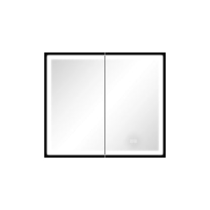 30*26 inch Black Metal Framed Wall mount LED Bathroom Medicine Cabinet with Mirror