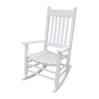Classic Wooden Porch Rocker Chair White Populus Wood Comfortable Design