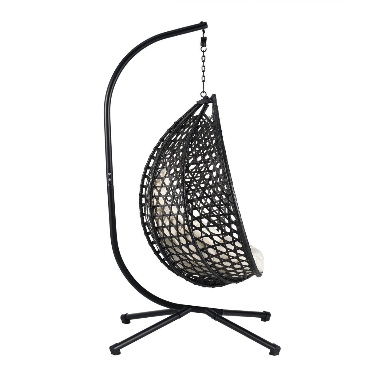 U_STYLE Sturdy Hammock Chair with Stand, Durable Hanging Egg Chair with Rattan Weaving ,Comfortable Indoor Outdoor Swing  chairs with Soft Removable Cushion,Suitable for Balcony, Bedroom,or Garden