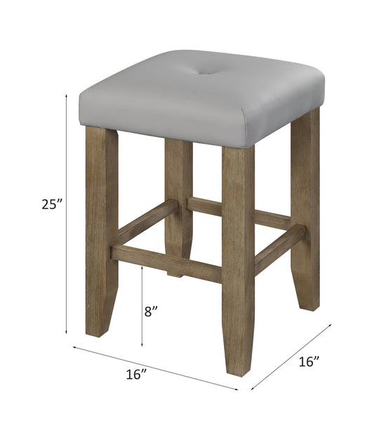 Charnell Gray Synthetic Leather & Oak Finish Counter Height Stool (Set of 2)