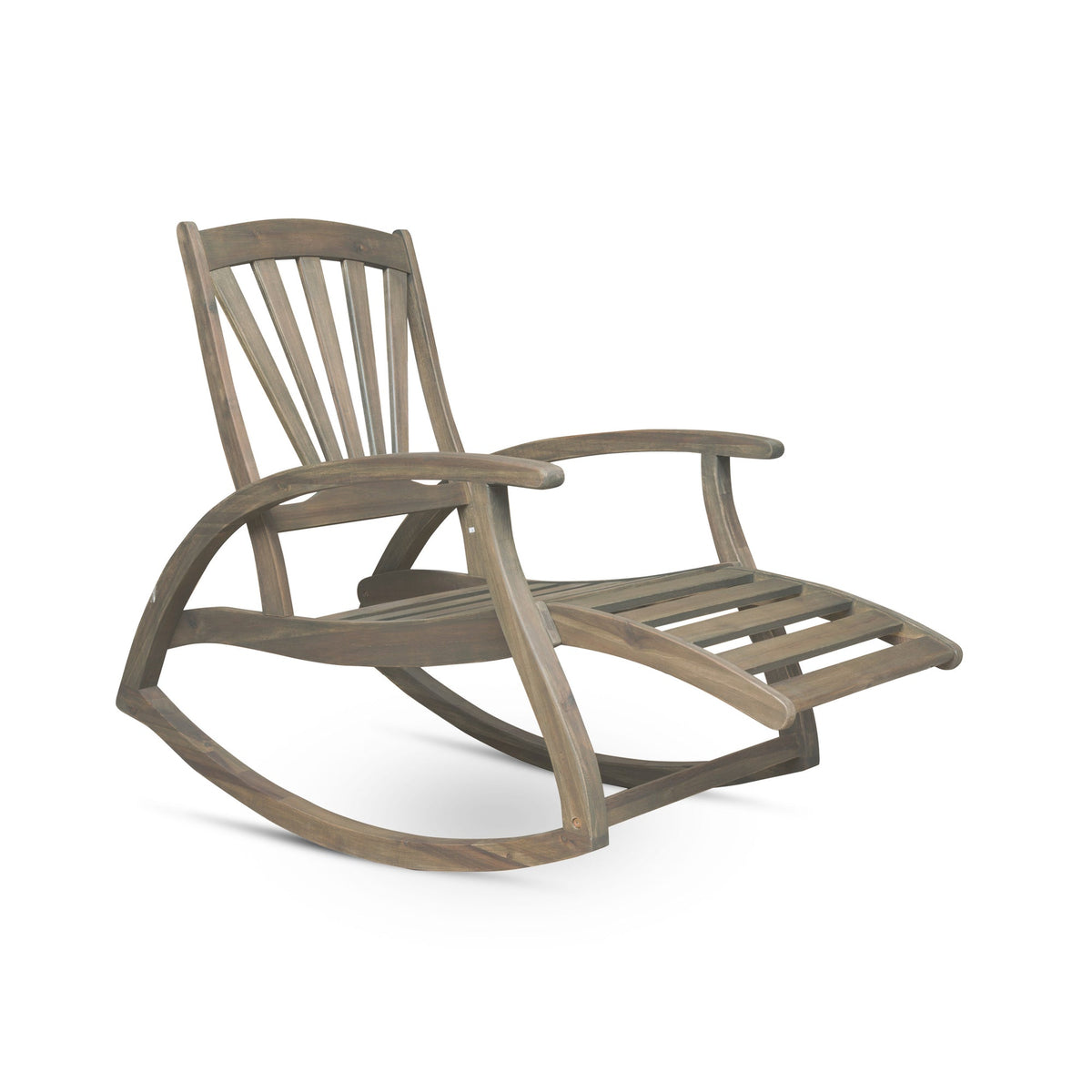 Outdoor Acacia wood Rocking Chair with Retractable foot panel,Rocker Patio Rocking Chair for Porch, Patio, Balcony,
