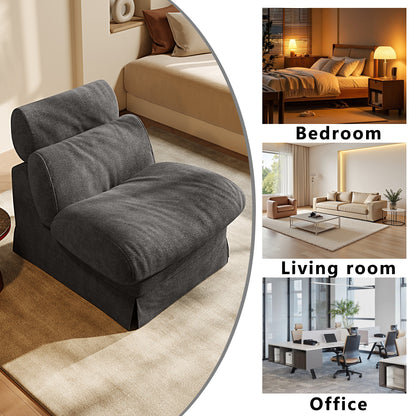 Minimalist Accent Chair with Solid Wood Frame, Soft Medium-Firm Chenille Upholstery, Ideal for Living Room, Bedroom, Balcony & Office Reading Nook