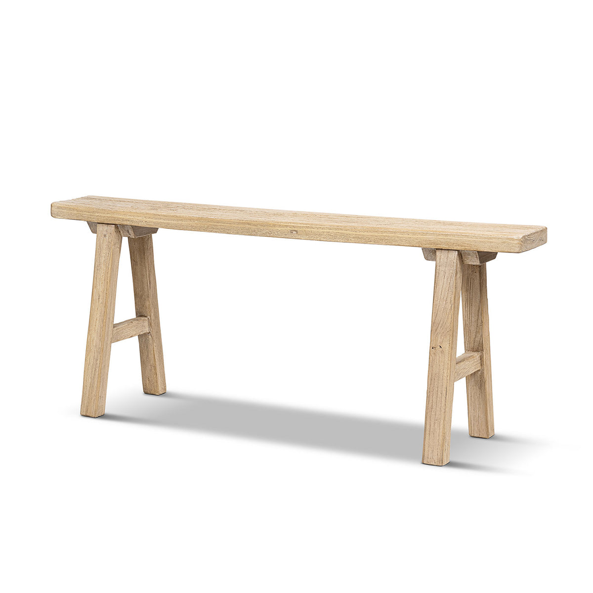 Linden 47" Solid Reclaimed Elm Wood Bench, Light Natural Brown
