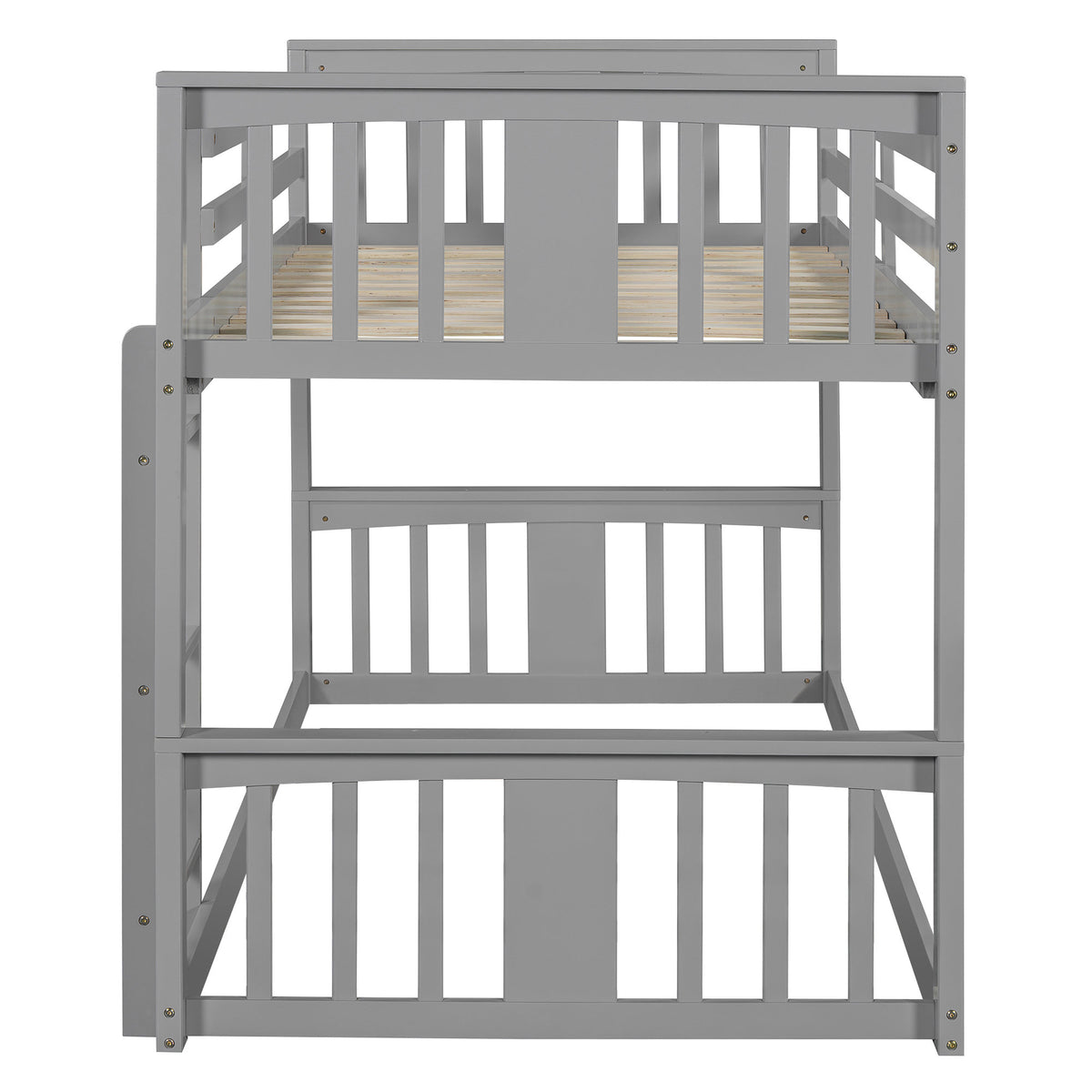 Twin Over Twin Bunk Bed with Ladder, Gray (Old SKU:N708P242163E)