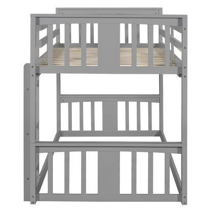 Twin Over Twin Bunk Bed with Ladder, Gray (Old SKU:N708P242163E)