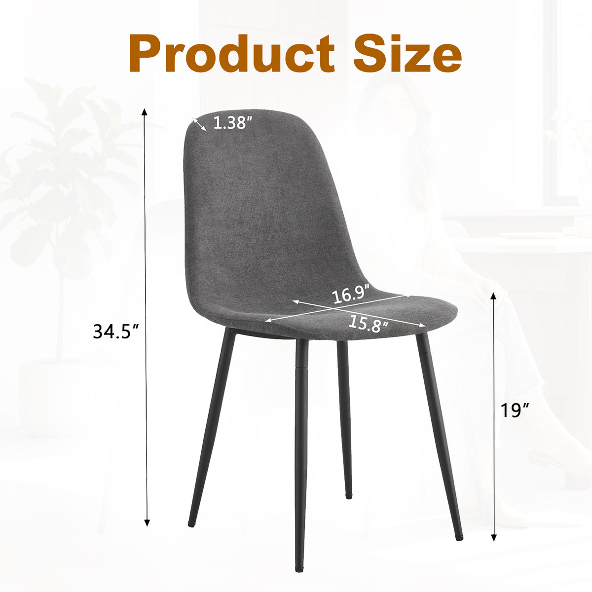 Comfortable Linen-Cotton Dining Chair Set - Six Pieces in Dark Gray.Integrated Seat and Backrest,Linen-Cotton Material,Modern Home Matching.W1151124300