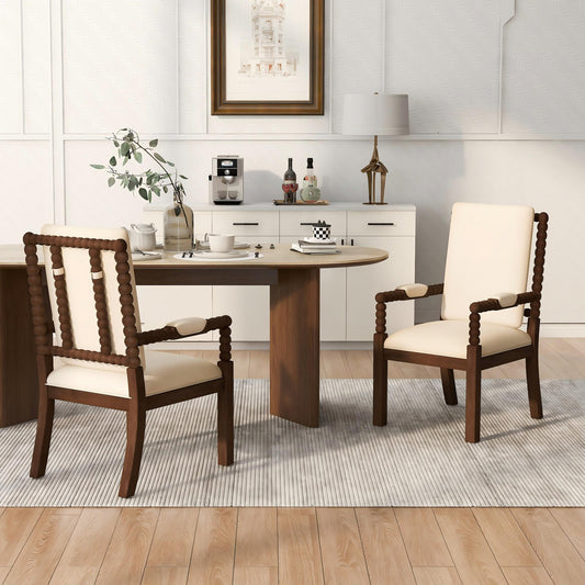 Set of 2 Rubber Wood Dining Chairs, Upholstered Fabric Kitchen Chairs with High-Resilience Sponge, Modern Dining Room Chairs for Home, Restaurant, Cafe, Ergonomic Comfort