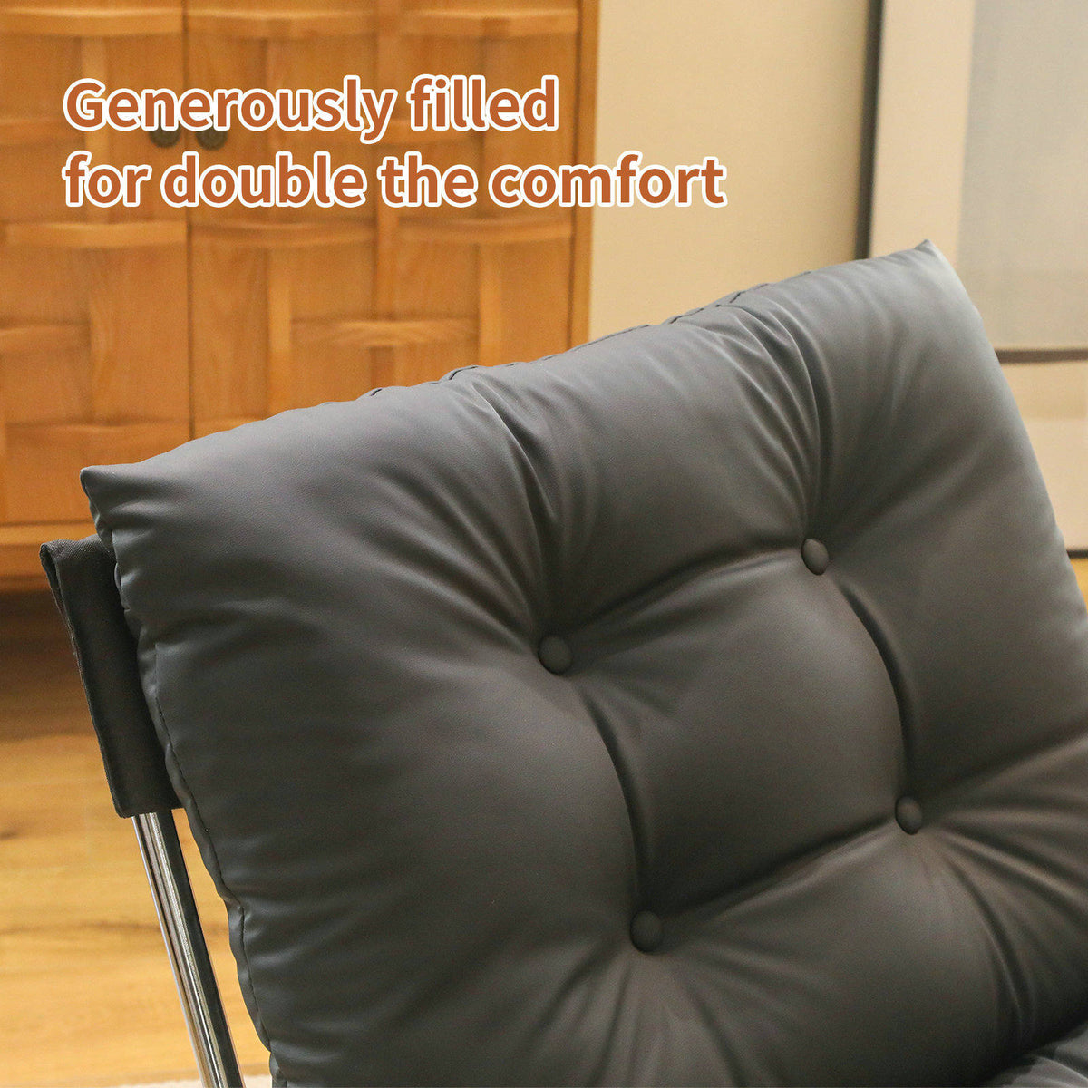 Leather Armchair, Modern Accent Chair High Back, Living Room Chairs with Metal Legs and Soft Padded, Sofa Chairs, Dining Room (Black-1pc)