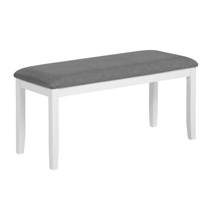 Modern 6-Piece Dining Table Set with Bench and Chairs for Dining Room or Kitchen - Grey & White Two-Tone