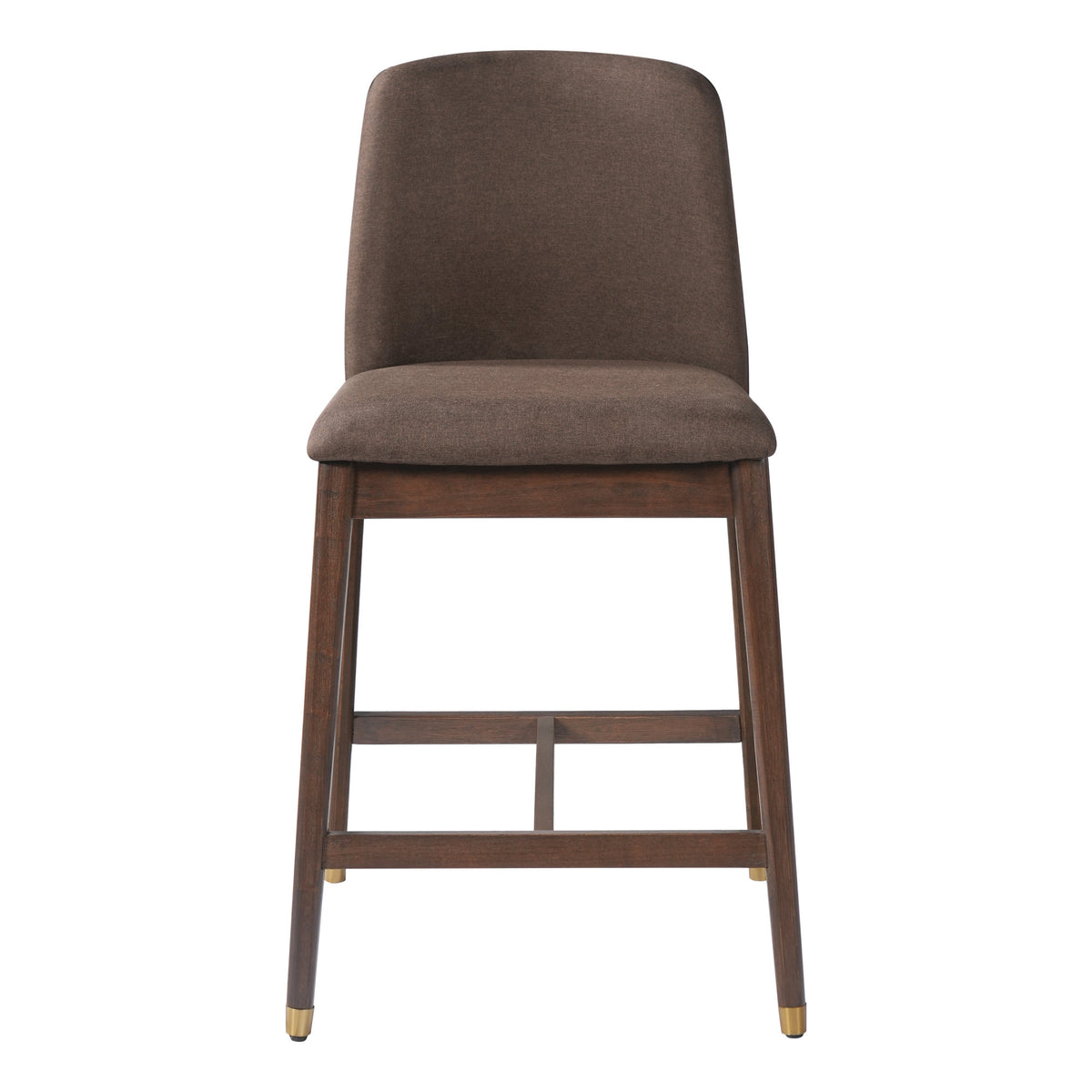 Clara Indoor Wooden Upholstered Counter stool, Walnut Finish with Taupe Cushion, Set of 2