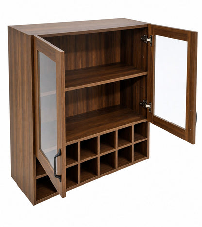 Wall-Mounted Wine Cabinet with Glass Doors, Hanging Wine Rack Storage Cabinet for Home Kitchen Dining Room