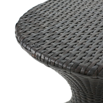 Outdoor 16-inch Multi-brown Wicker Hourgla Side Table