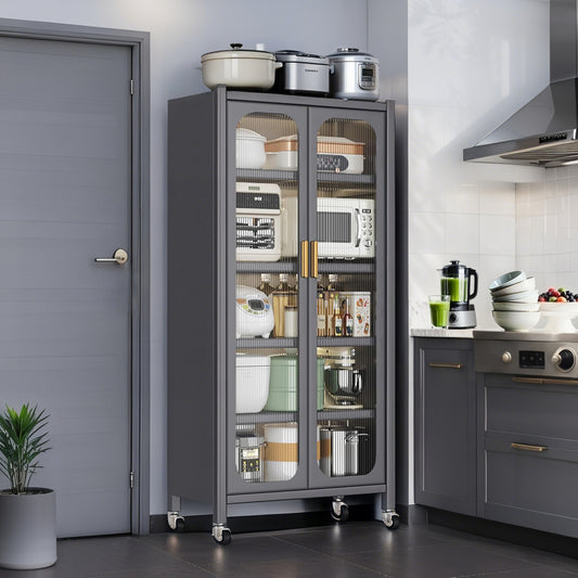 Open-door kitchen shelving Floor-to-ceiling multilevel household microwave storage cabinet bowls side cabinets cabinets Storage cabinets