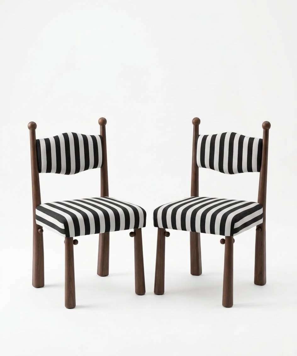 Modern Mid-Century Solid Wood Dining Chair, Upholstered Accent Chair with Round Wooden Legs, Retro Armless Desk Side Chair for Dining Room, Living Room, Bedroom, Set of 2