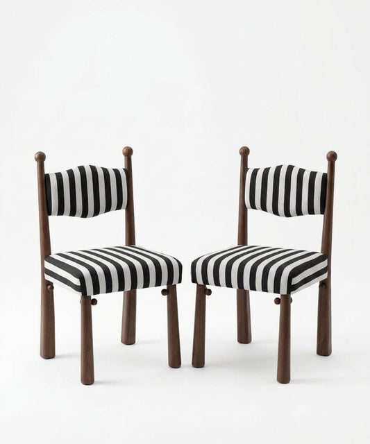 Modern Mid-Century Solid Wood Dining Chair, Upholstered Accent Chair with Round Wooden Legs, Retro Armless Desk Side Chair for Dining Room, Living Room, Bedroom, Set of 2