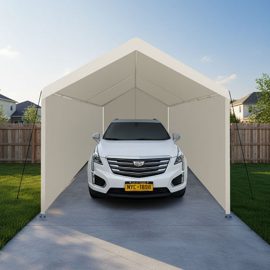 Carport, 12×20 Heavy Duty Portable Carport Garage Tent for Outdoor Storage Shelter white