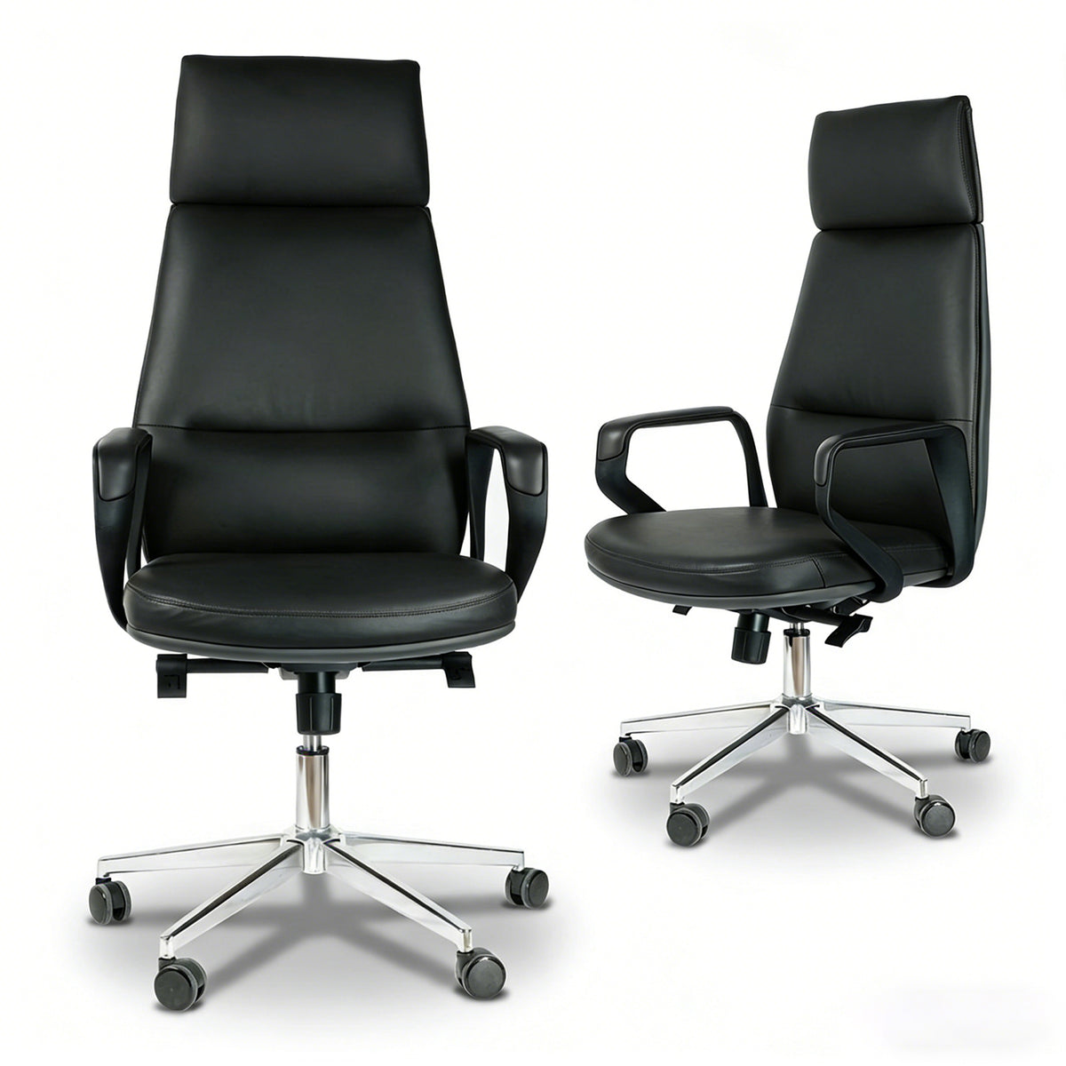 FurniBaron PU Leather High Back Office Chair with , ergonomic lumbar support 400lbs, sturdy metal base, 360° silent wheels, fit for home and office