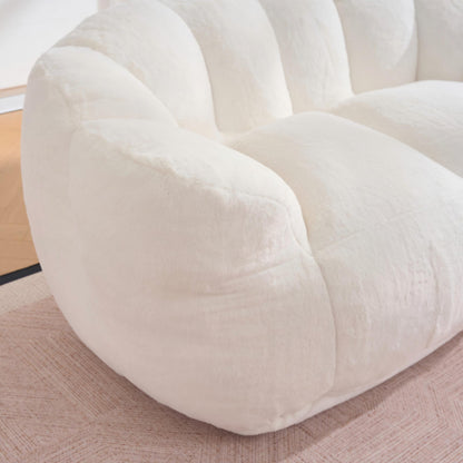 Two seater Floor Lazy Sofa for Living Room Bedroom, Bean Bag Chair for Adults, Ultra Soft Fluffy Loveseat Bean Bag Sofa, Cozy Reading Chair with Filler, Beige