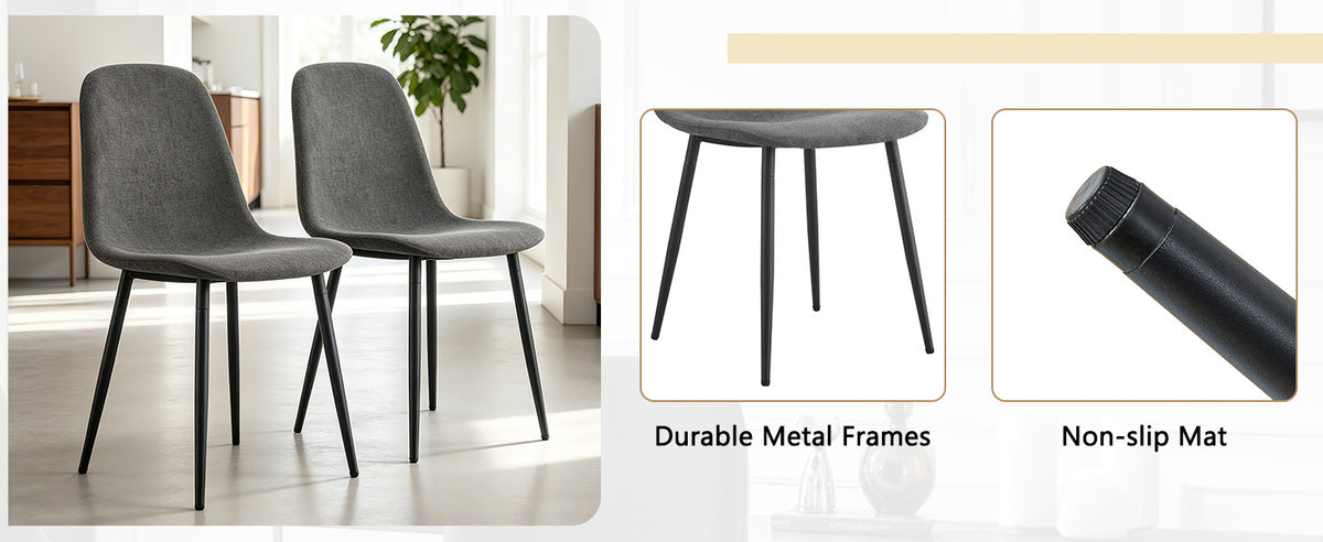 Comfortable Linen-Cotton Dining Chair Set - Six Pieces in Dark Gray.Integrated Seat and Backrest,Linen-Cotton Material,Modern Home Matching.W1151124300