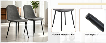 Comfortable Linen-Cotton Dining Chair Set - Six Pieces in Dark Gray.Integrated Seat and Backrest,Linen-Cotton Material,Modern Home Matching.W1151124300