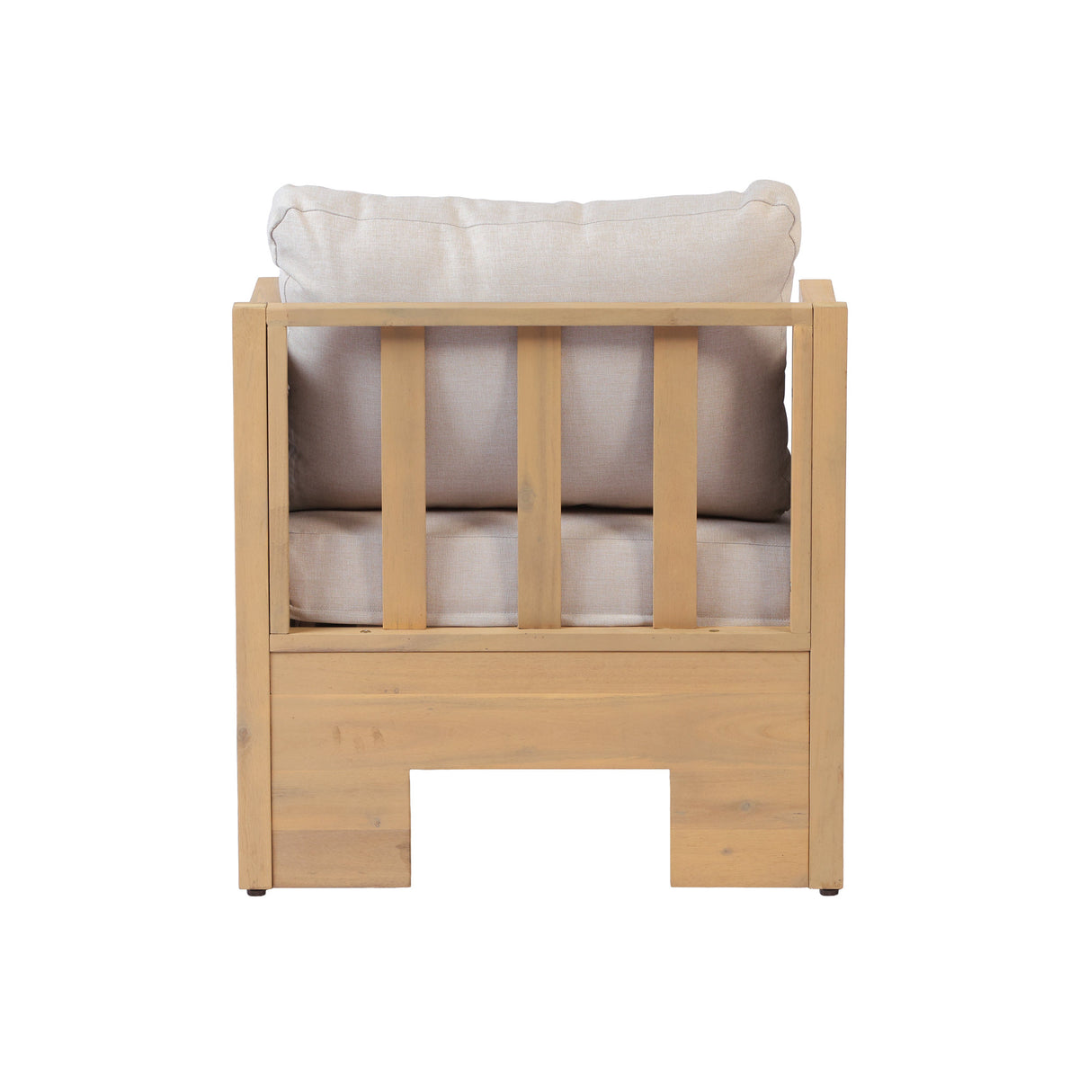Acacia wood and rattan-woven armrests outdoor club chair with a deep seat and soft cushion, suitable for gardens, backyards, porches, and balconies,Set 2(Light Teak+Light Brown Wicker+Beige Cushion).