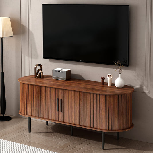 TV Stand, 47' Modern TV Console Table with Storage Compartment and Sliding Door, Gaming Entertainment Center with Cabinet for Living Room, Bedroom, Office (Walnut)