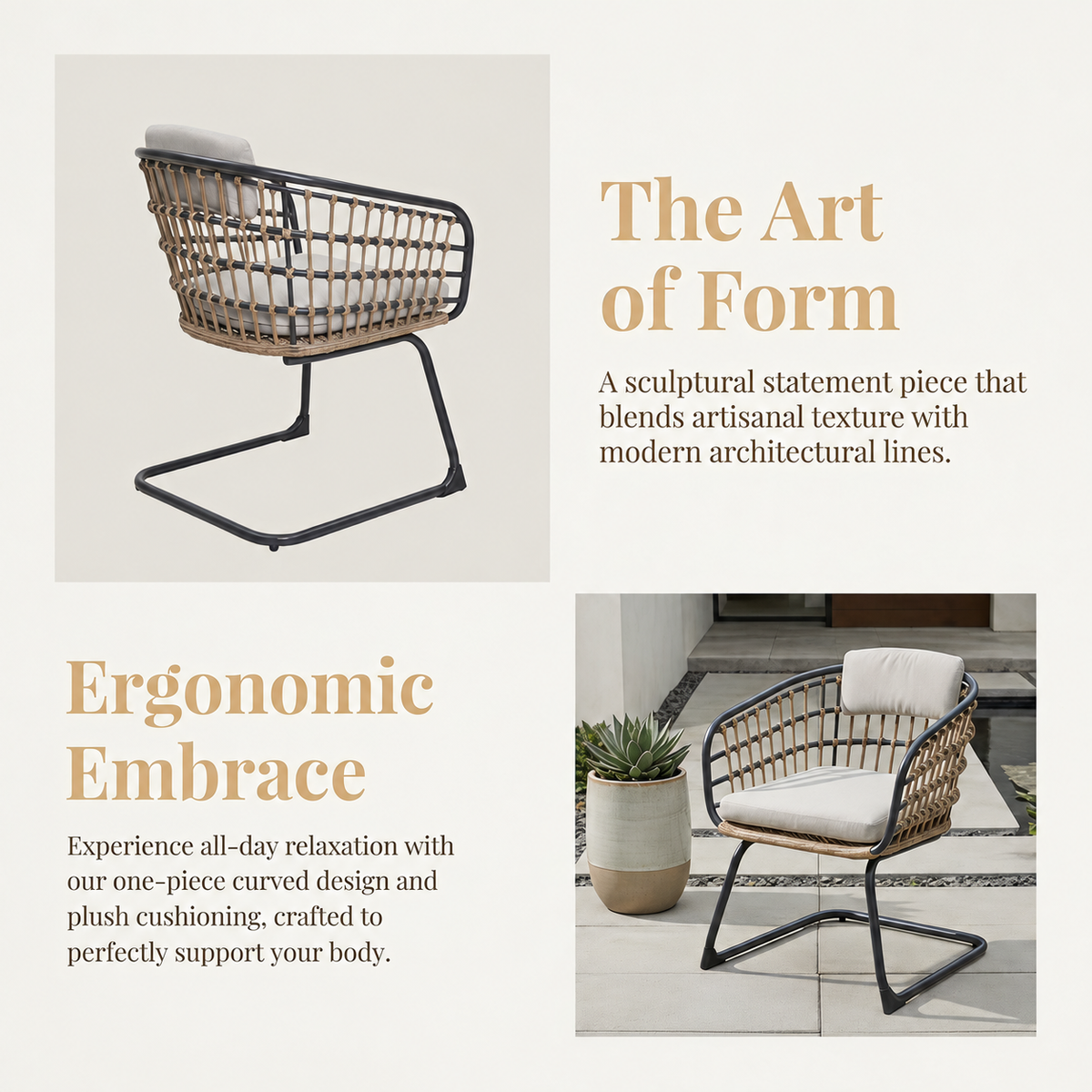 Wicker Dining Chair-SET OF 2 is designed to elevate your patio, or garden space into a cozy, stylish spot for relaxation and connection.
