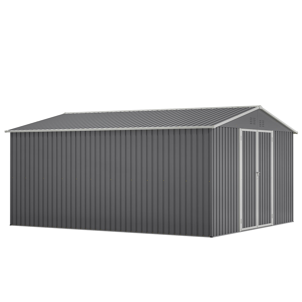 11x13 FT Metal Storage Shed with Reinforced Floor Frame Large 140.5 ft² Outdoor Garden Tool House Lockable Doors & 4 Air Vents Weatherproof