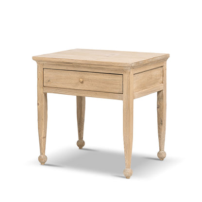 Balqis 26" Reclaimed Pine Wood Side Table, Heritage Light Natural Brown