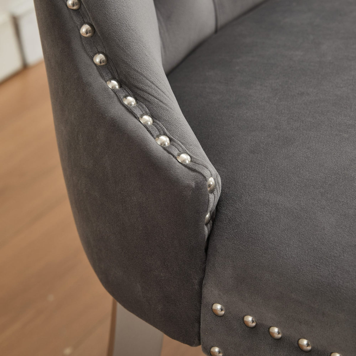 Velvet Double Dining Loveseat Bench, Kitchen & Dining Seating, 2-Seat Tufted Bench w/Handmade Buttons, Wing Back