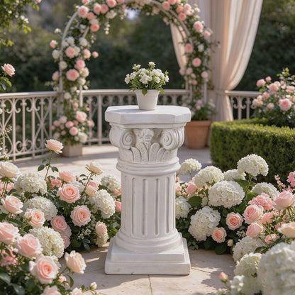 18' Sculptures Garden Statues, Large Roman Column Pedestal Angel Style, Magnesium Oxide Stone Composite Outdoor Garden Plant Stand Decor for Yard Patio Wedding, Ideal Home & Backyard Decoration